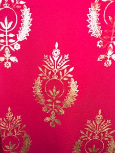 Ziyaa Dark Pink &amp; Gold Printed Kurta (S)