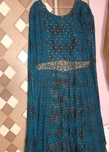 Elegant Teal Embellished Dress