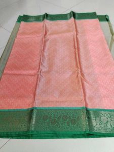 Elegant light orange &amp; Green Saree