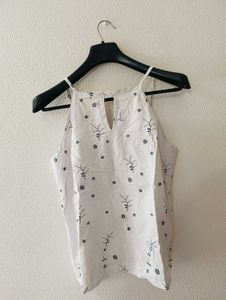 White Embroidered Halter Top