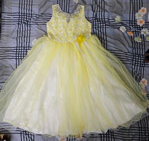 Yellow and White Ball Gown For Kids 💛