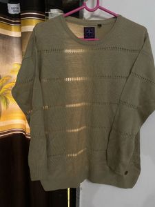 Knitted Olive Green Long Sleeve Tshirt