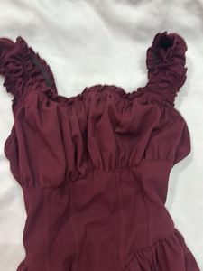 Burgundy Ruffle Mini Dress
