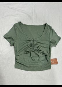 Summer Cut Out Fancy Top With Drawstrings