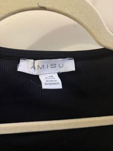 Black Square Neck Top