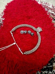 Oxidized Silver Necklace &amp; Earring Set