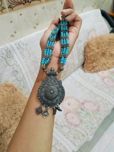 Blue Oxidised Necklace