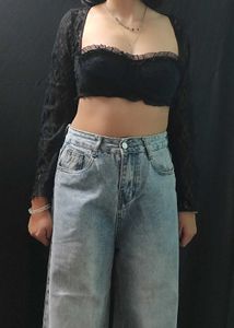 Lace Crop Top with Sleeves