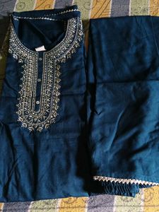 Teal Embroidered Kurta Set