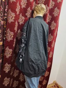 Black oversized bomber jacket