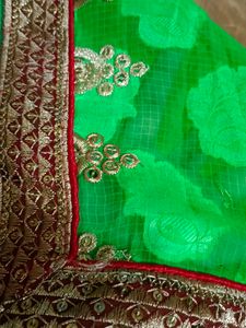 parrot green saree