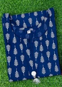 Blue &amp; White Print Kurti