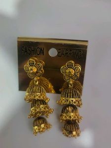 Golden Jhumka Earrings