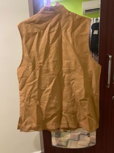 Gold Patterned Nehru Vest