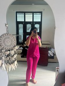 Pink Satin Pajama Set