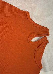 Cutout Ribbed Orange Tank Top