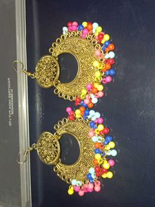 Colorful Beaded Jhumka Earrings