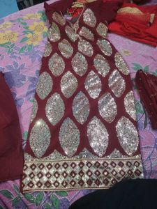 maroon duppata set