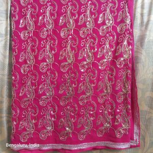 Pink Sequins Saree