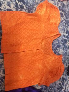 Orange Puff Sleeve Blouse