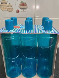 Set of 6 New Blue Water Bottles