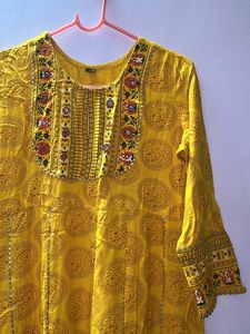 Yellow Embroidered anarkali  Kurta