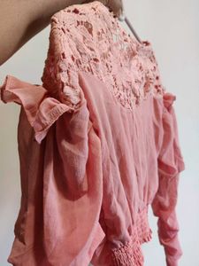 Pink Lace Detail Top