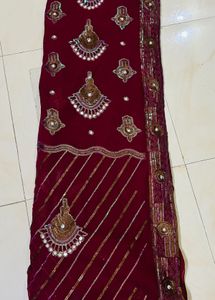 Burgundy Embellished Saree