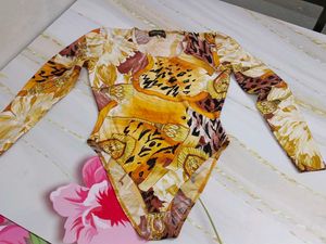 (200)Vintage Animal Print Bodysuit