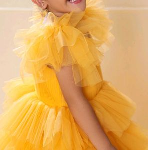 Adorable Yellow Ruffled Party Dress