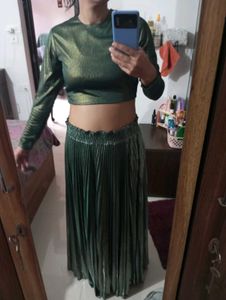 Indya Crop Top And Skirt Set