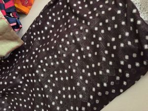 Elegant Brown &amp; Silver Sari