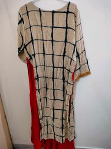 Stylish Beige &amp; Black Kurta Size XL