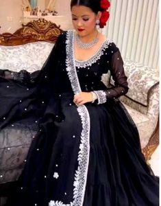 Elegant Black Anarkali Suit with Dupatta