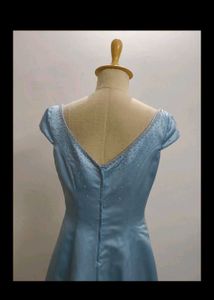 Vintage Blue Beaded Neckline Dress