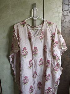 2XL Pure Cotton Pink Kaftan Kurti