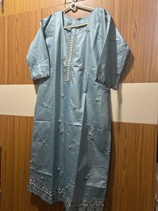 Never used Embroidered Grey Cotton Kurta Size XXL
