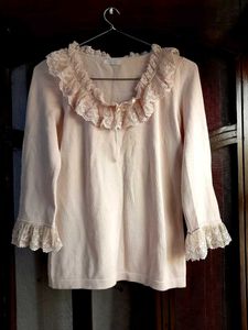 Lace Trim Cotton Top