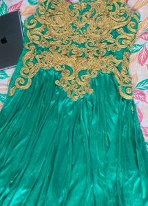 Emerald Green & Gold Embellished Dress