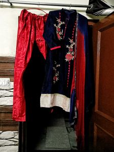 Combo New Boutique Kurta Pant Dupatta For Festive
