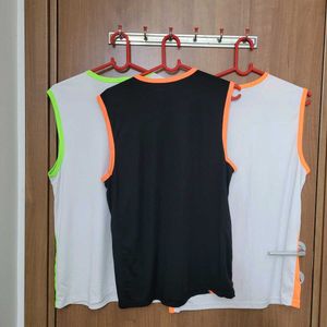 Set Of 3 Sleeveless Gym Tshirts Size XL &amp; L