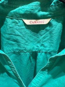 Green Cotton Button Down Shirt