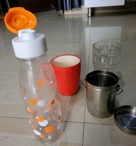 4 Set 2 Big Cups &amp; 1 Water Bottle &amp;  Milk