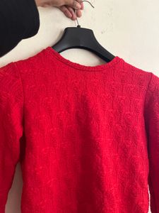 Red Textured Top