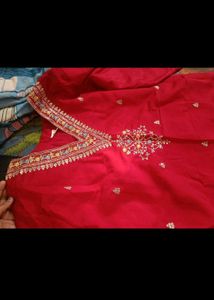 Cotton silk embroidery kurta set with heavy dupatt