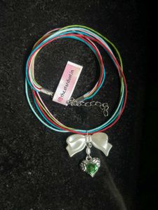 Y2K Coquette Bow Colorful Cord Necklace