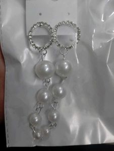 Pearl & Rhinestone Dangle Earrings
