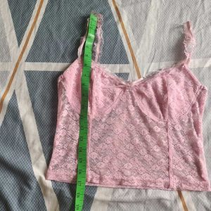 Pink Lace Cami Top Bust 30