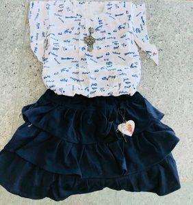 Girls' Cute Top & Skirt Set
