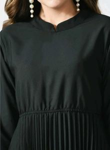 Black Pleated Midi Dress
